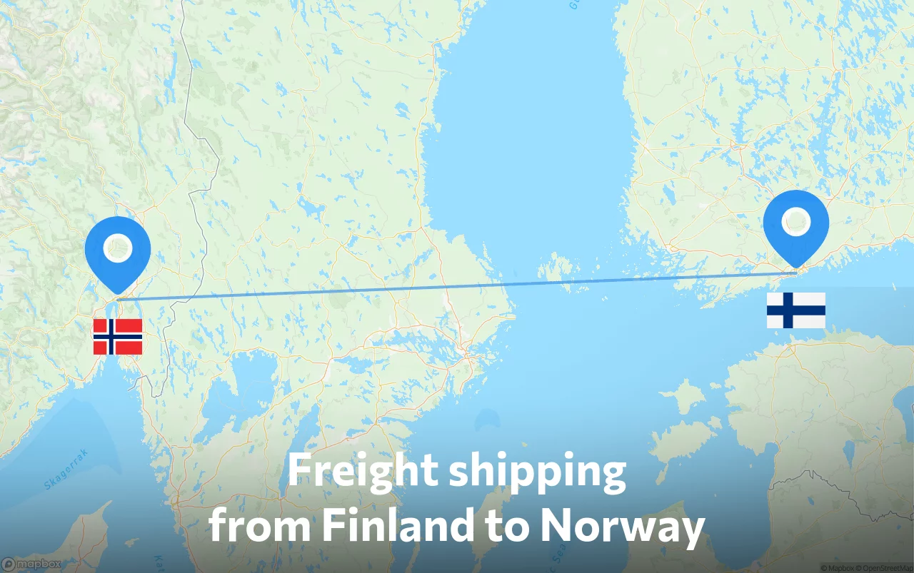 Shipping route from Finland to Norway