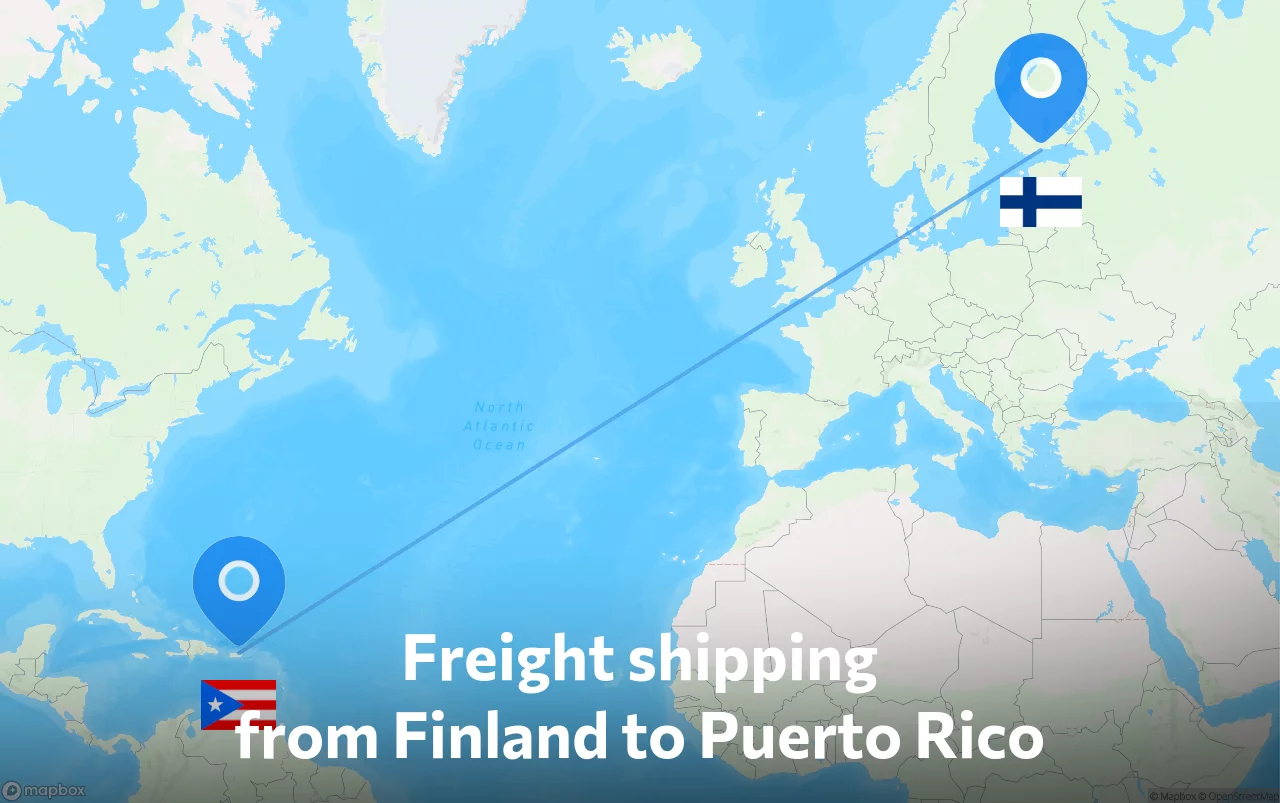 Shipping route from Finland to Puerto Rico