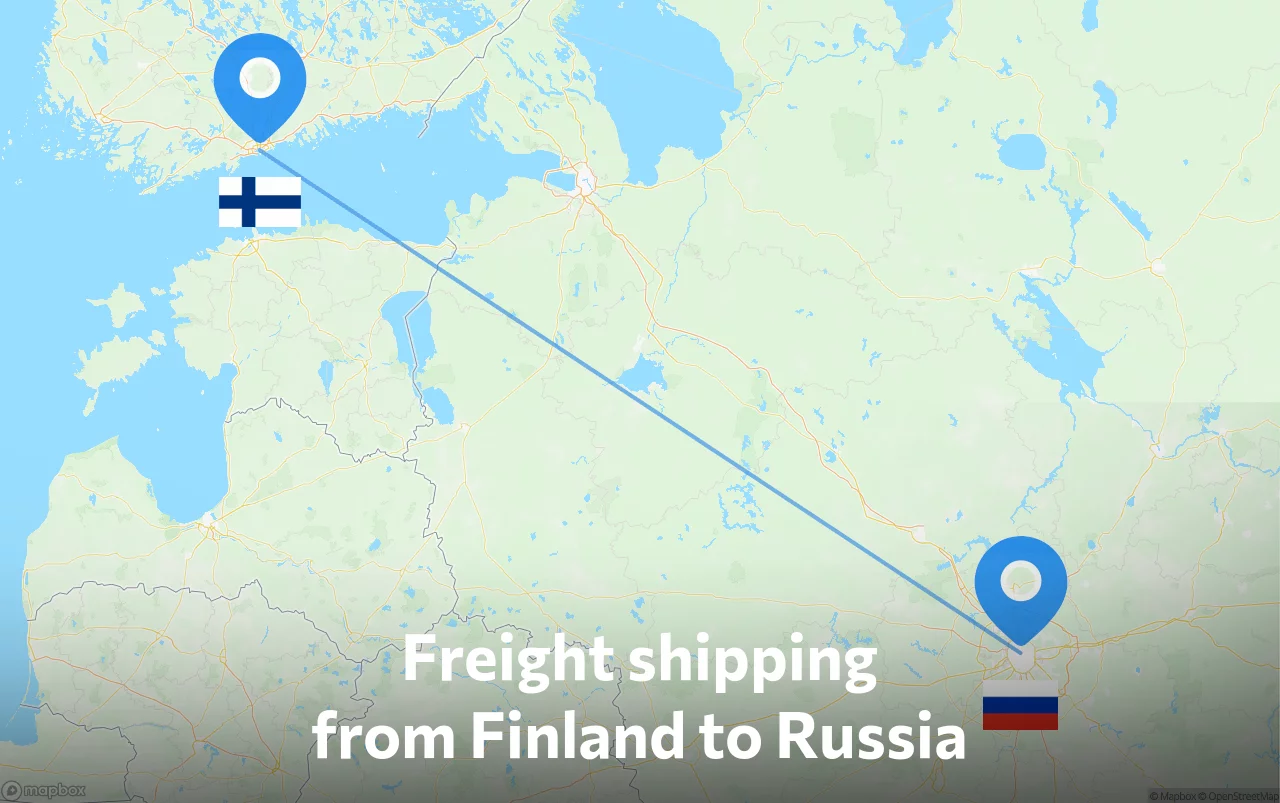Shipping route from Finland to Russia