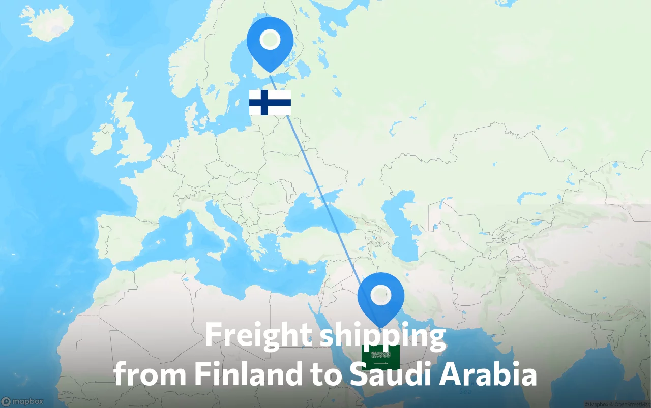 Shipping route from Finland to Saudi Arabia