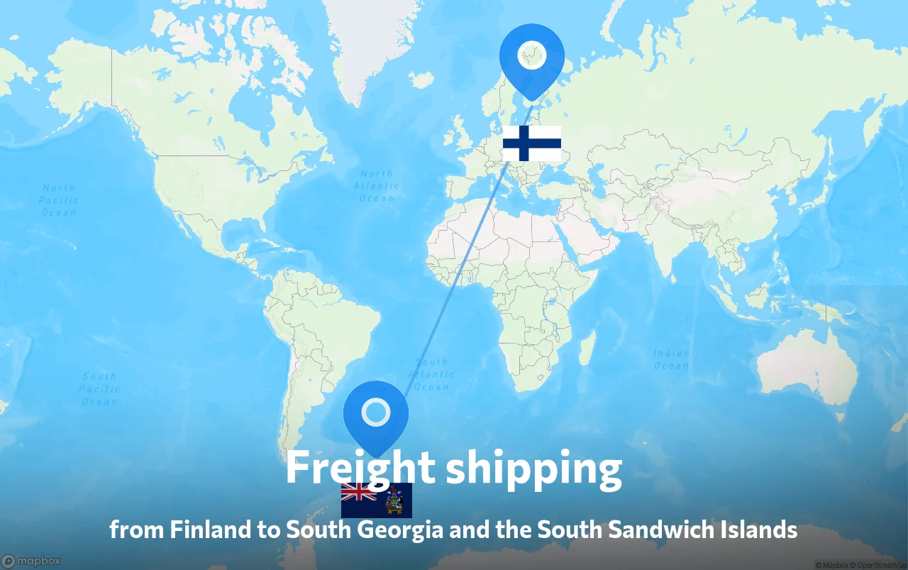 Shipping route from Finland to South Georgia and the South Sandwich Islands