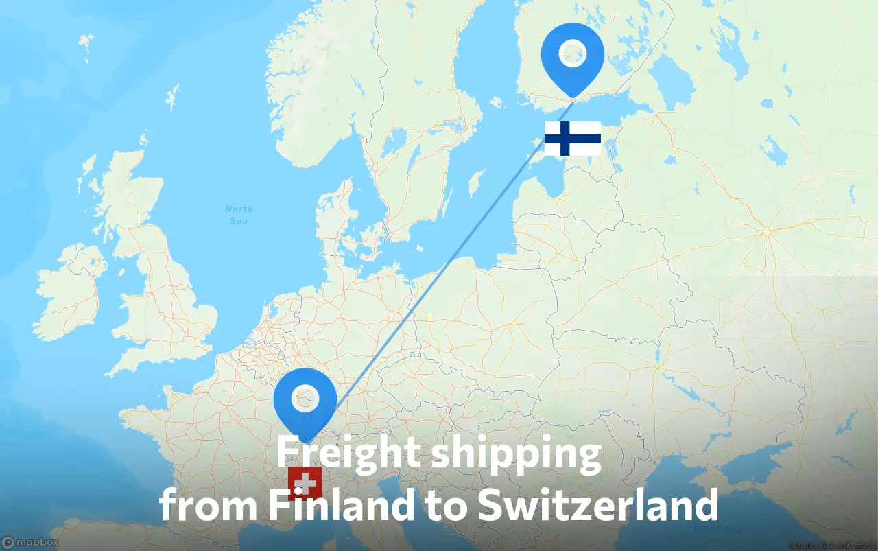 Shipping route from Finland to Switzerland