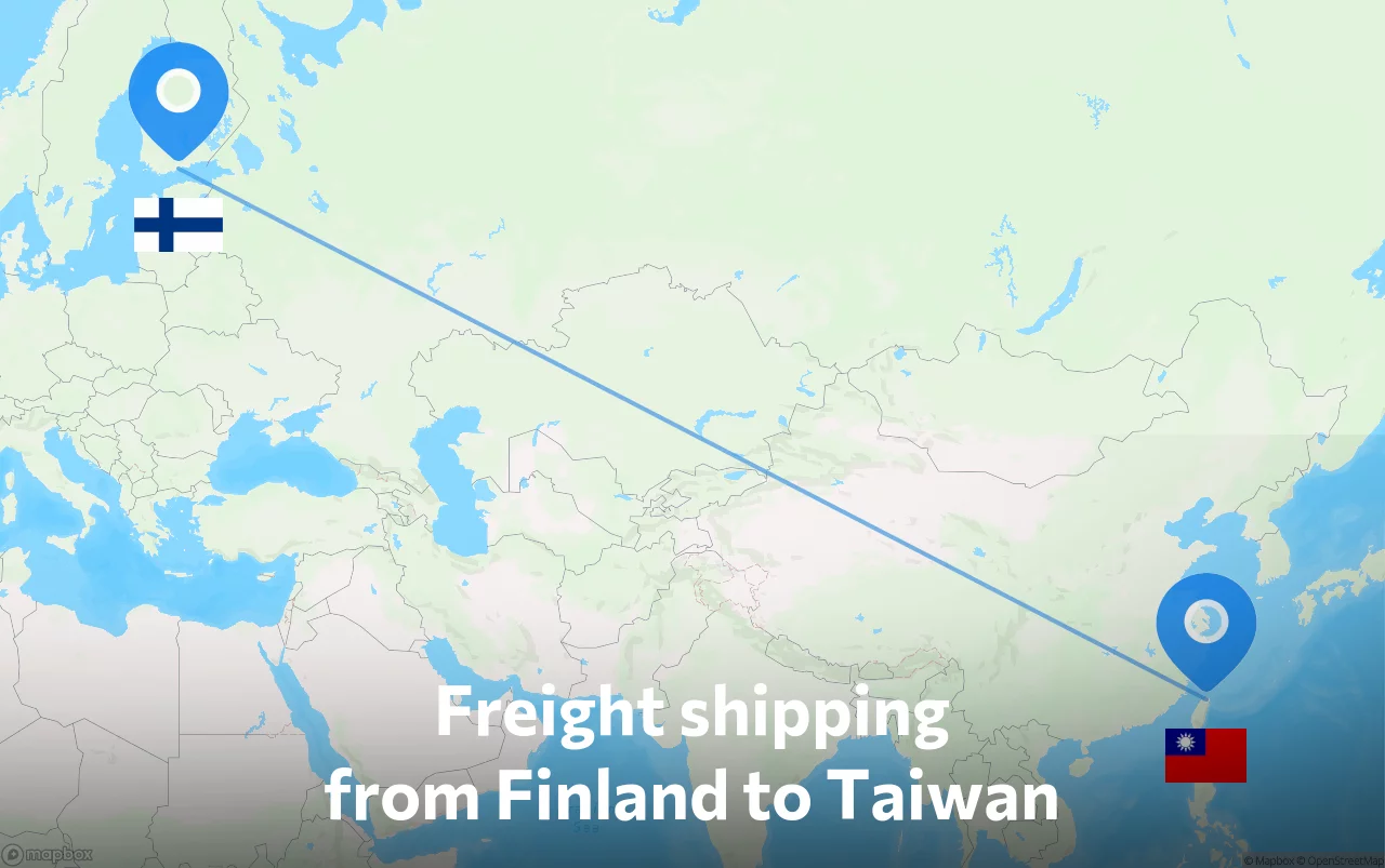 Shipping route from Finland to Taiwan