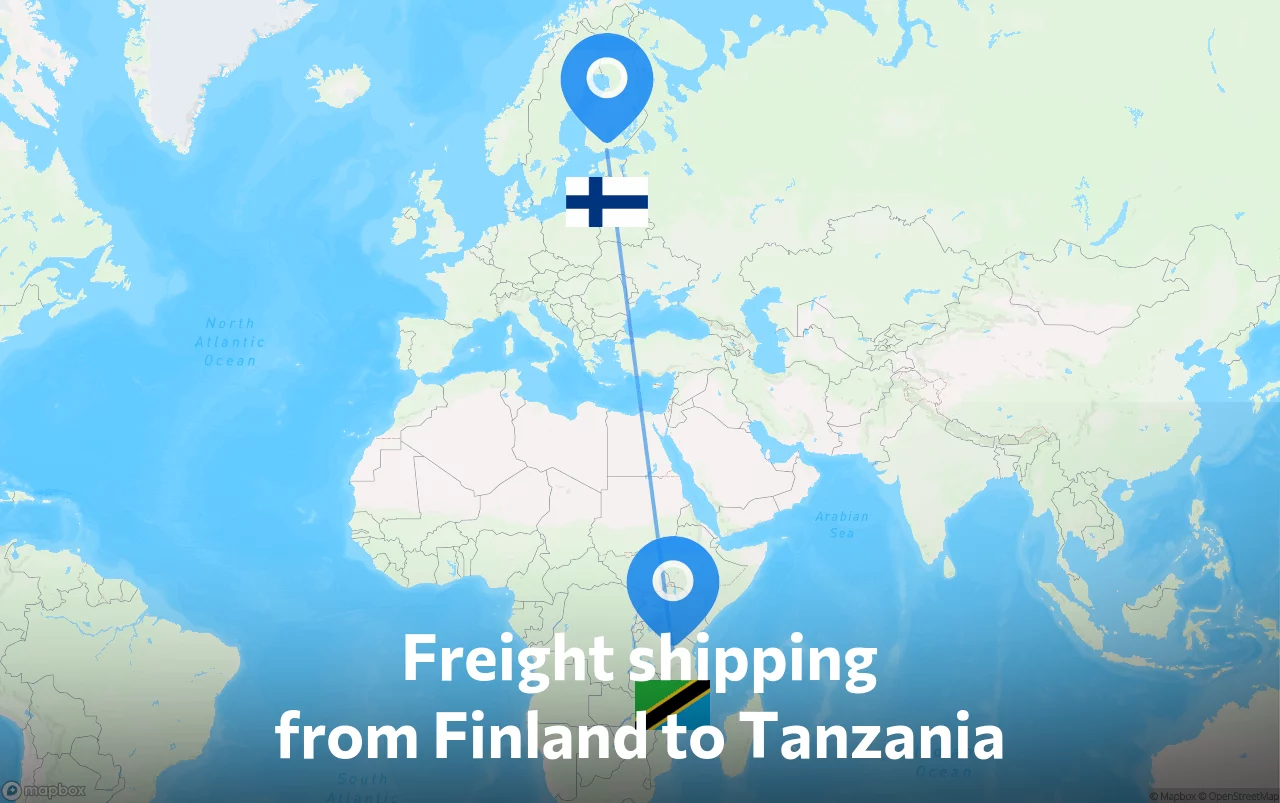 Shipping route from Finland to Tanzania