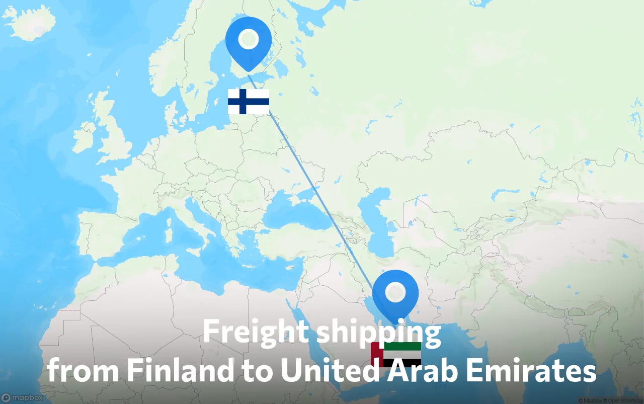 Shipping route from Finland to United Arab Emirates