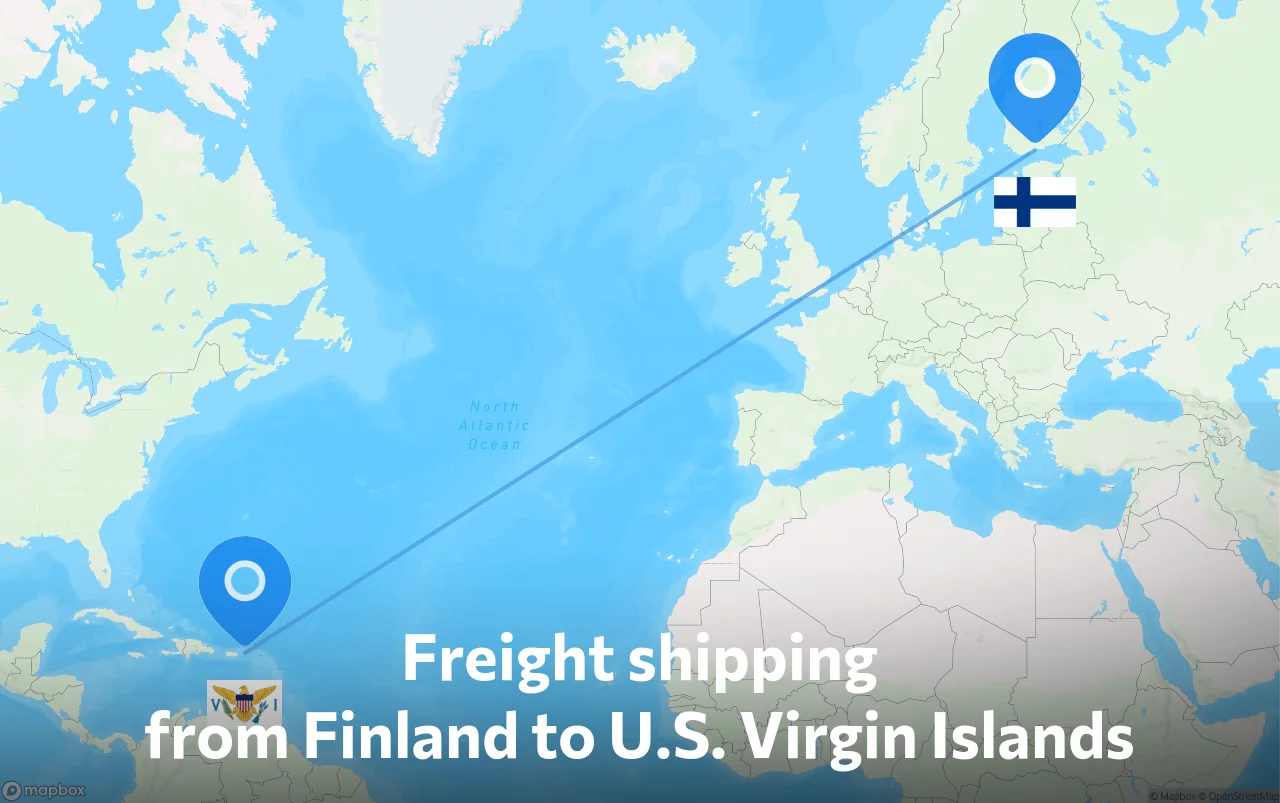 Shipping route from Finland to U.S. Virgin Islands