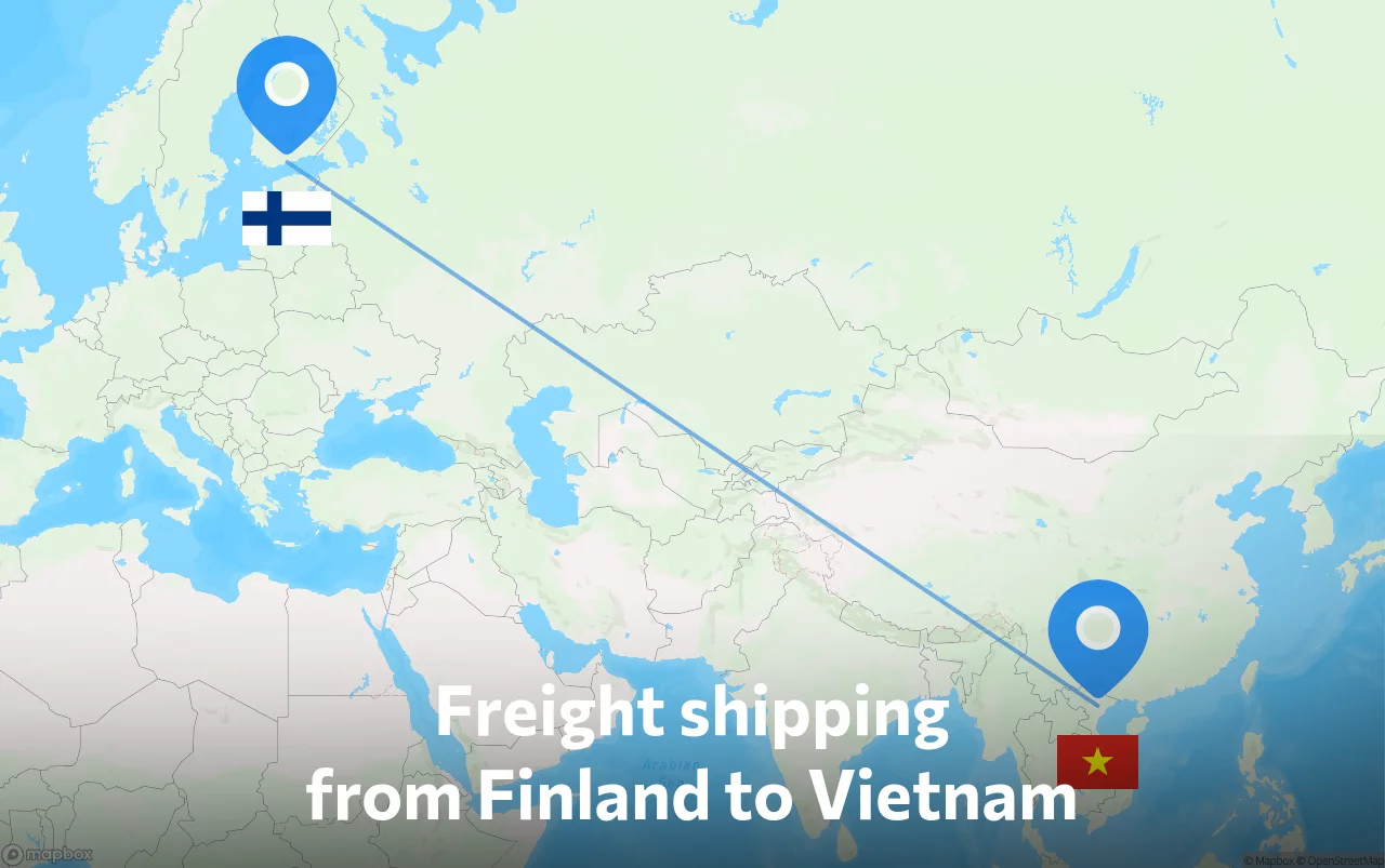 Shipping route from Finland to Vietnam
