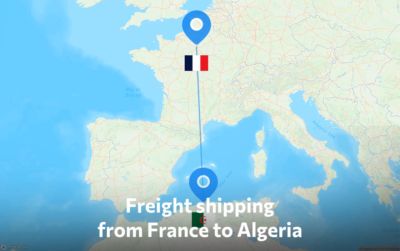 Shipping route from France to Algeria