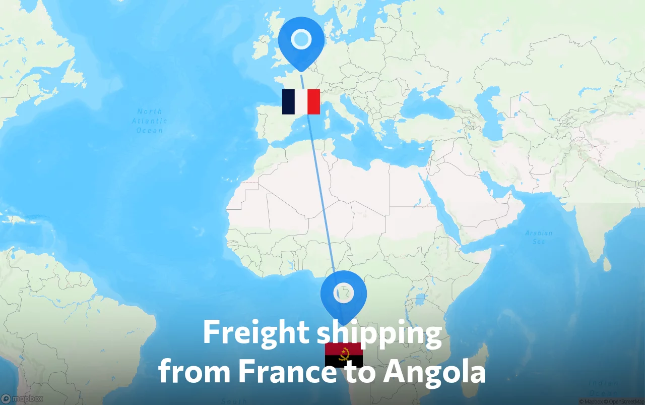 Shipping route from France to Angola