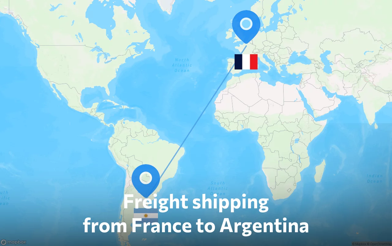 Shipping route from France to Argentina