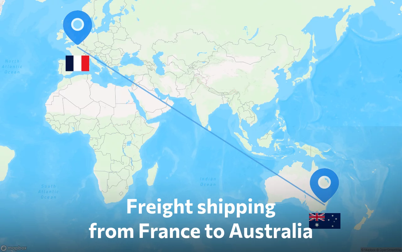 Shipping route from France to Australia