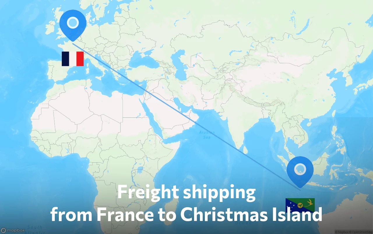 Shipping route from France to Christmas Island
