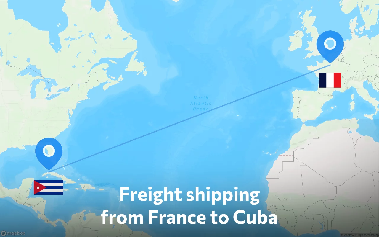 Shipping route from France to Cuba