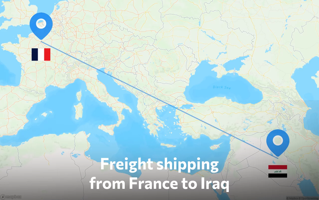 Shipping route from France to Iraq