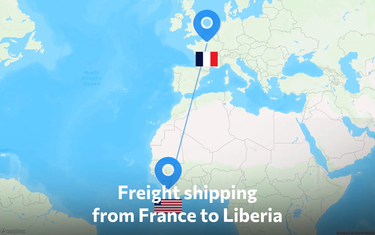Shipping route from France to Liberia