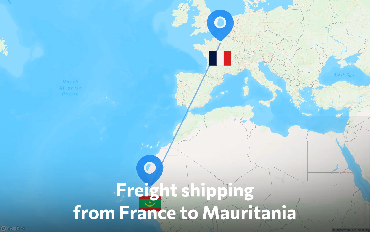 Shipping route from France to Mauritania
