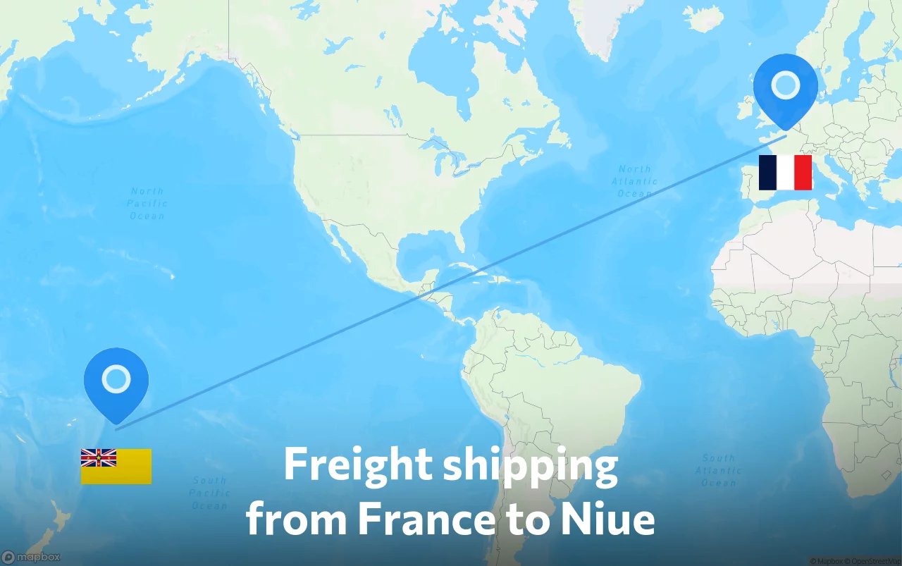 Shipping route from France to Niue