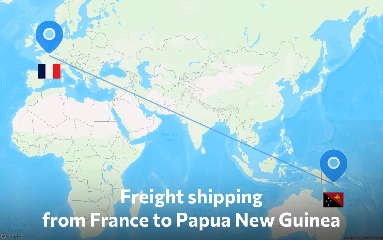Shipping route from France to Papua New Guinea