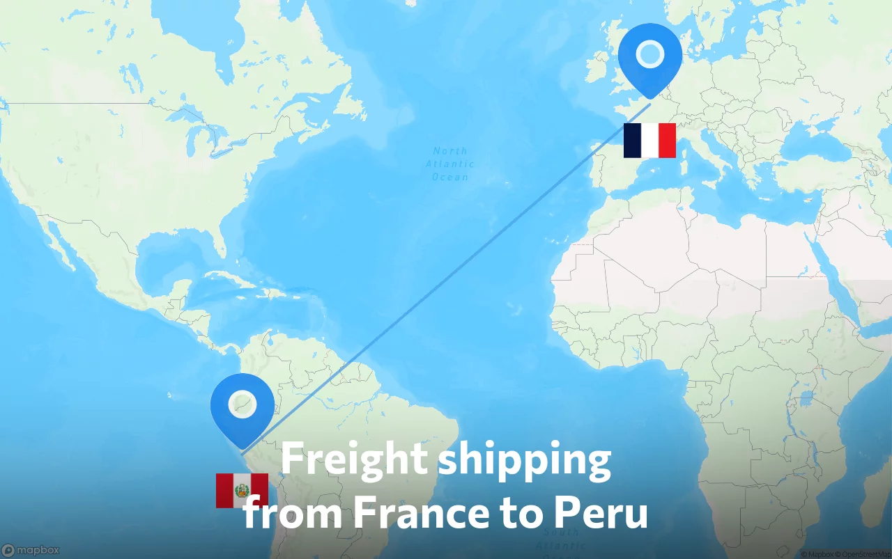 Shipping route from France to Peru