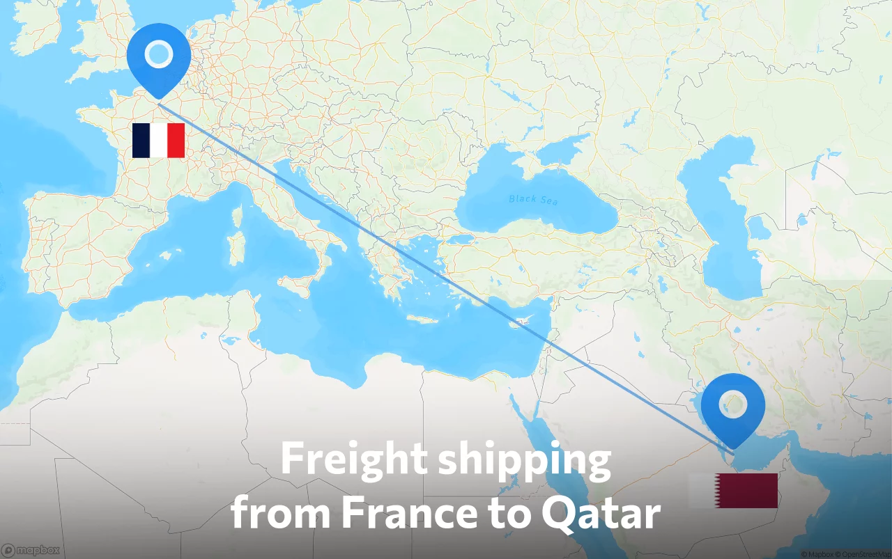 Shipping route from France to Qatar