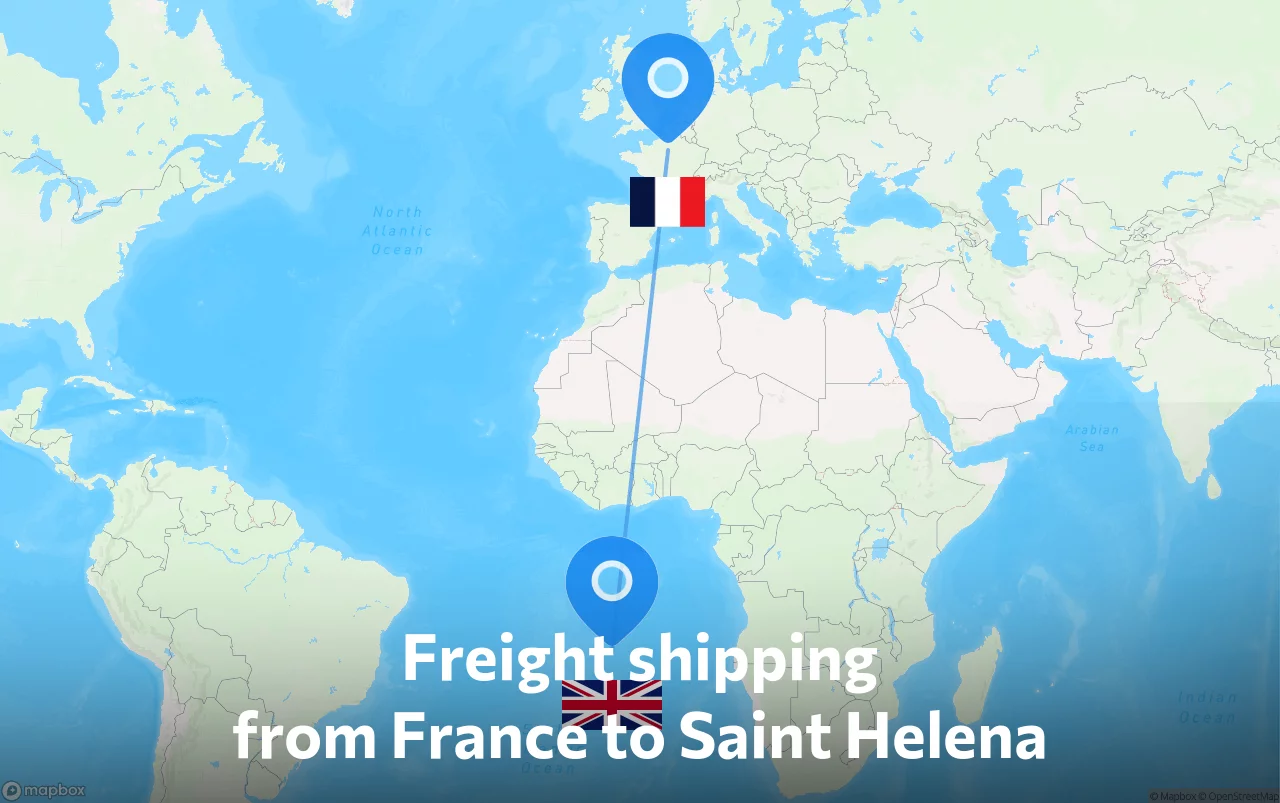 Shipping route from France to Saint Helena