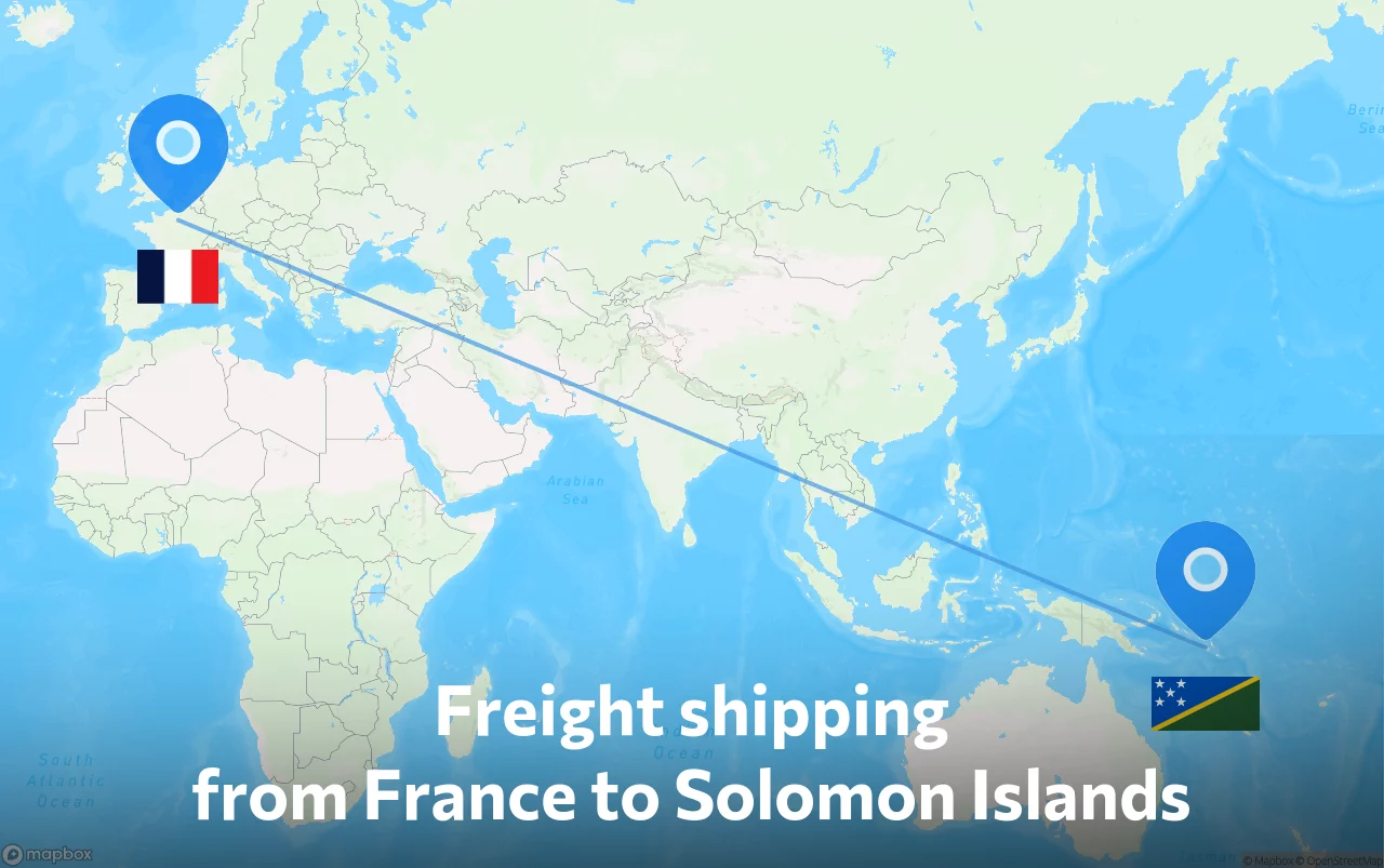 Shipping route from France to Solomon Islands