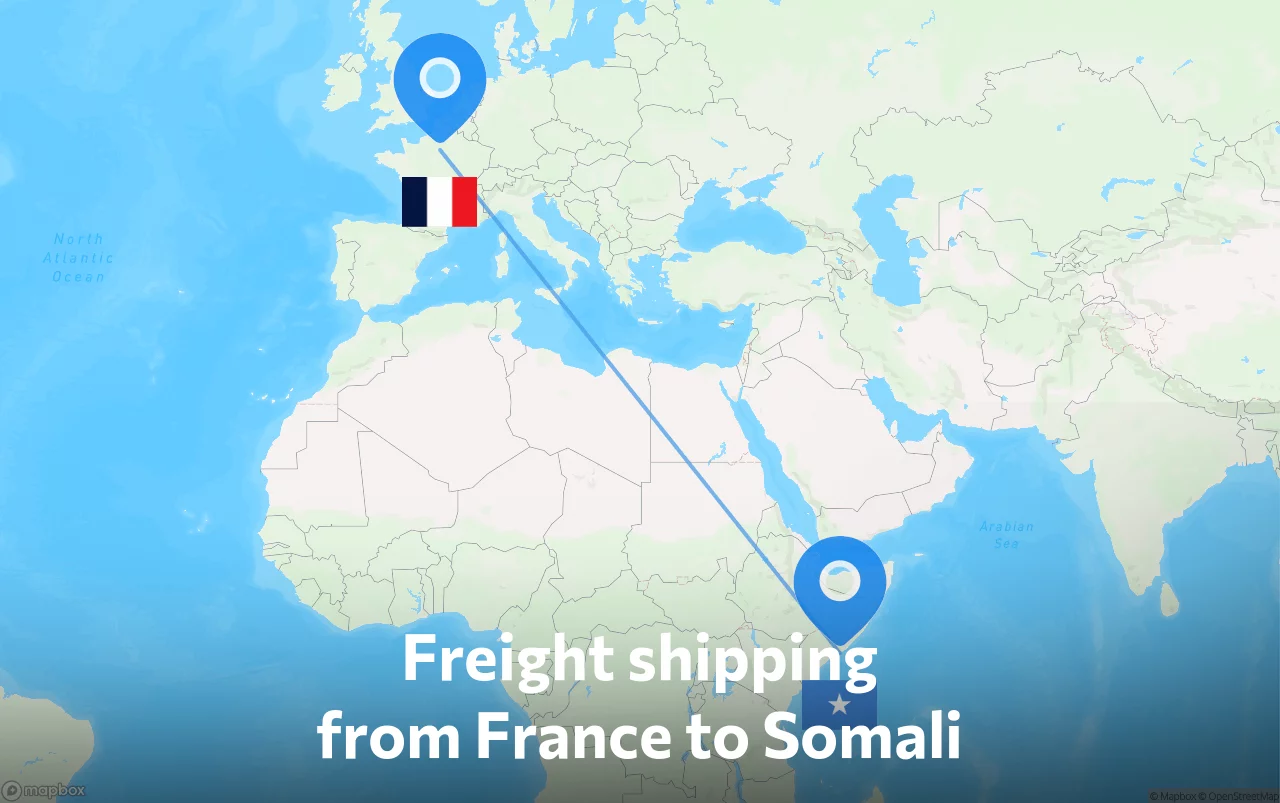 Shipping route from France to Somali