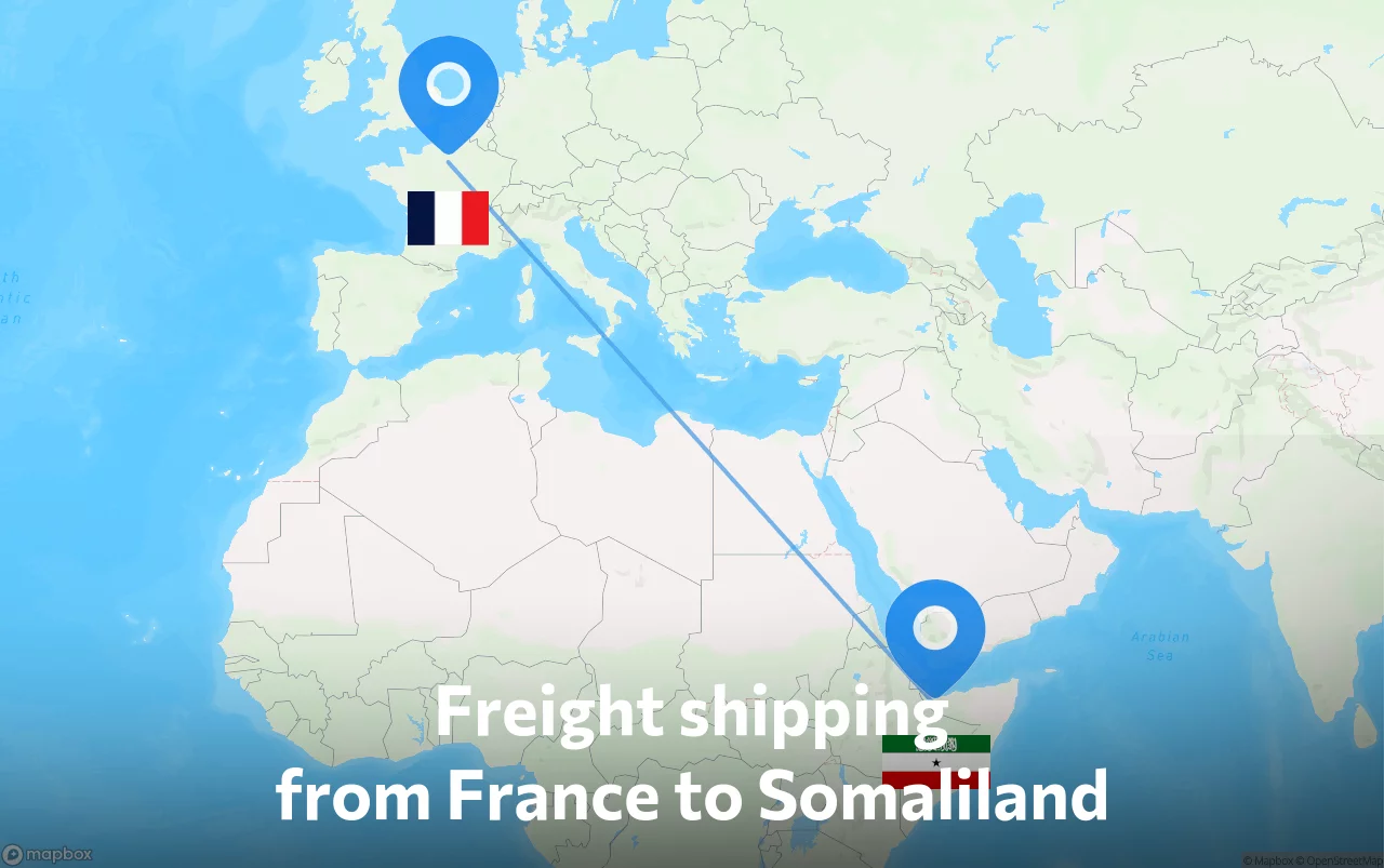 Shipping route from France to Somaliland
