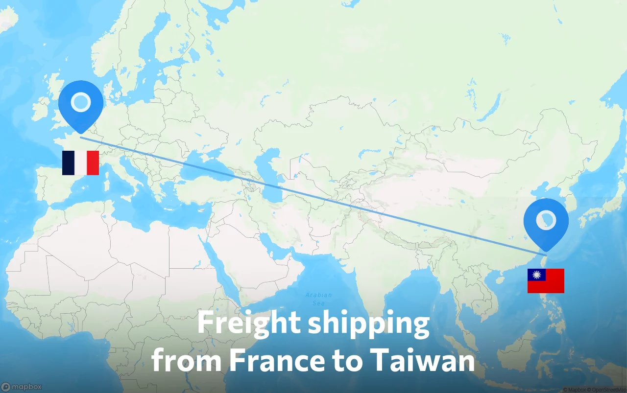 Shipping route from France to Taiwan