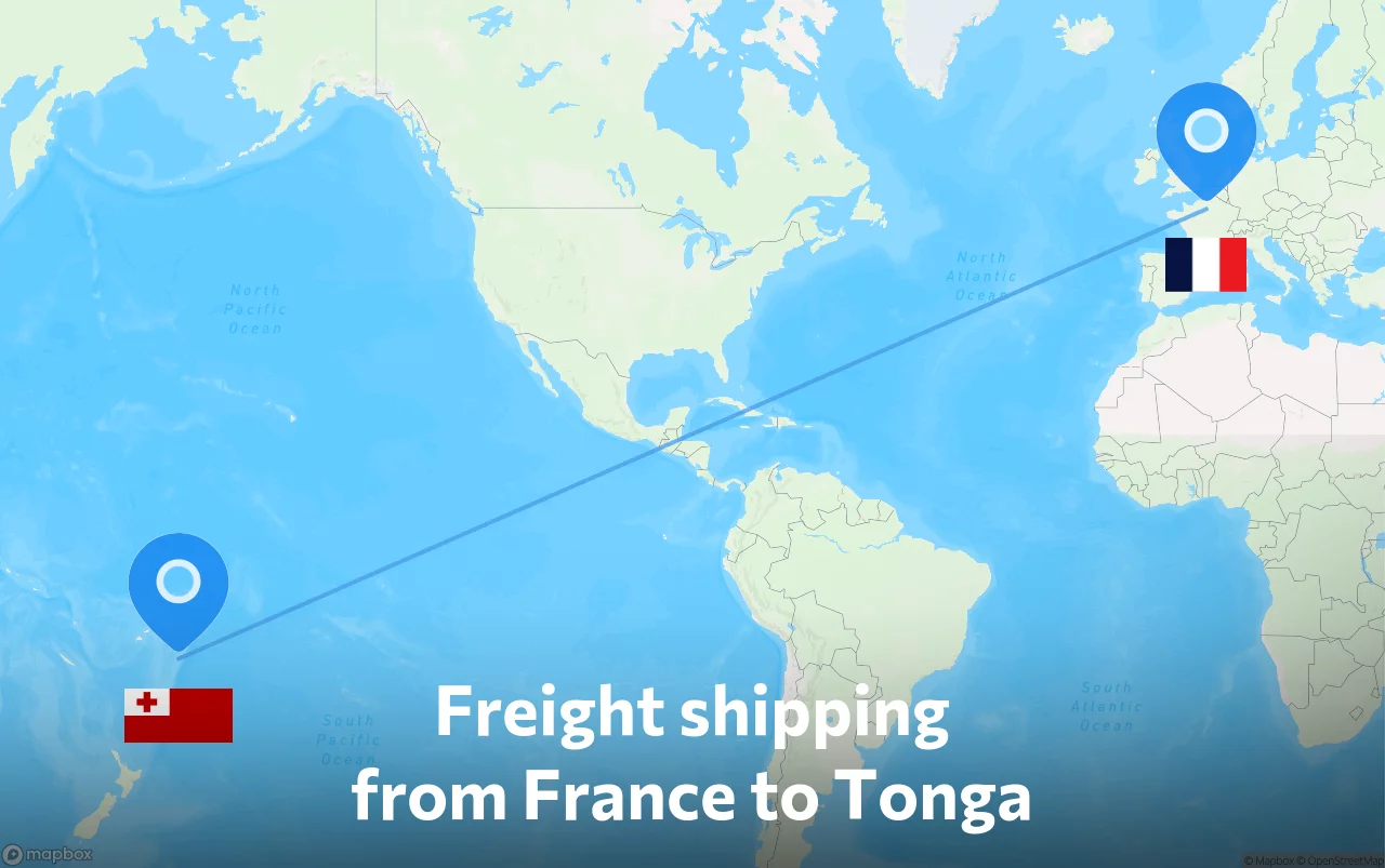 Shipping route from France to Tonga