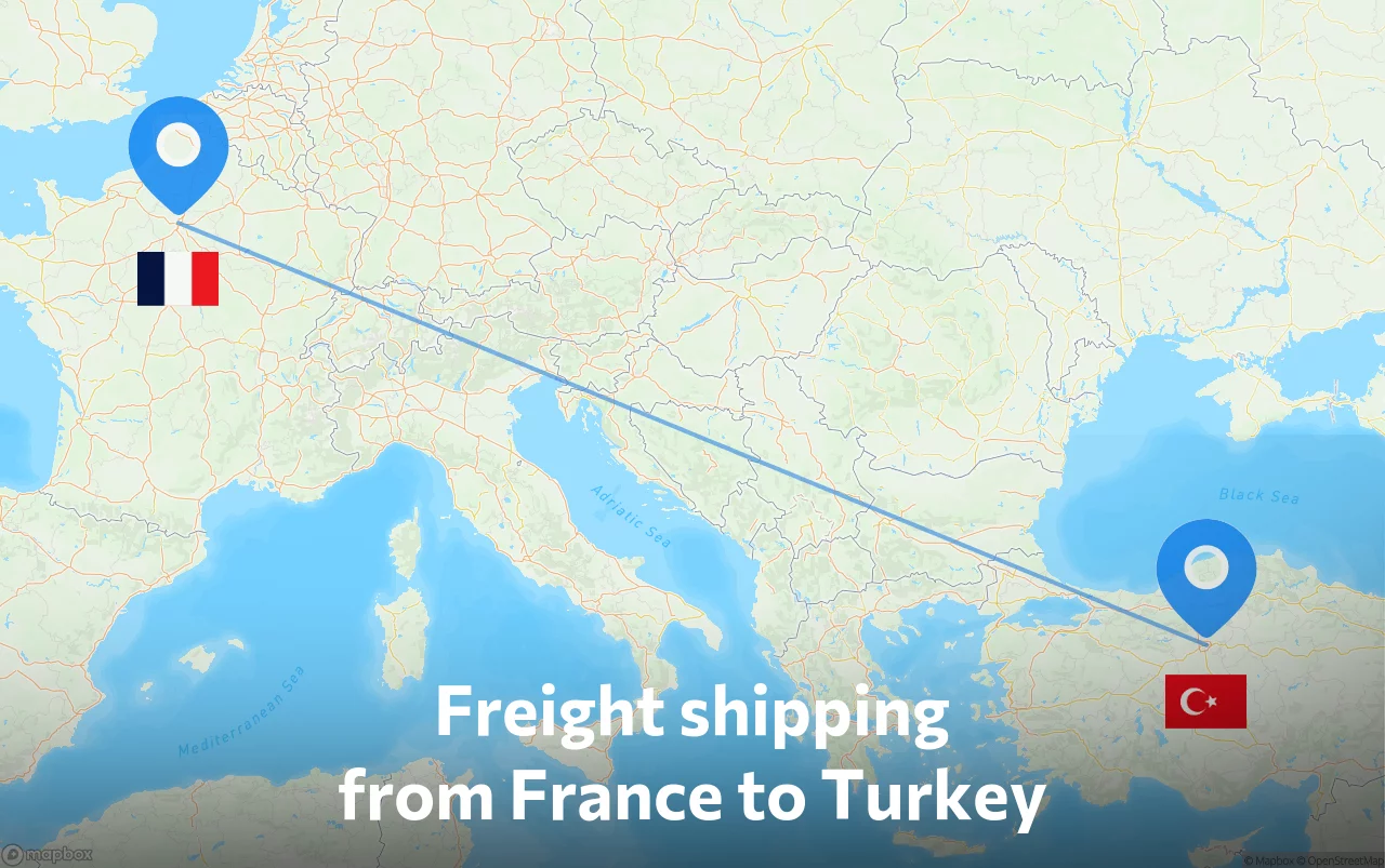 Shipping route from France to Turkey