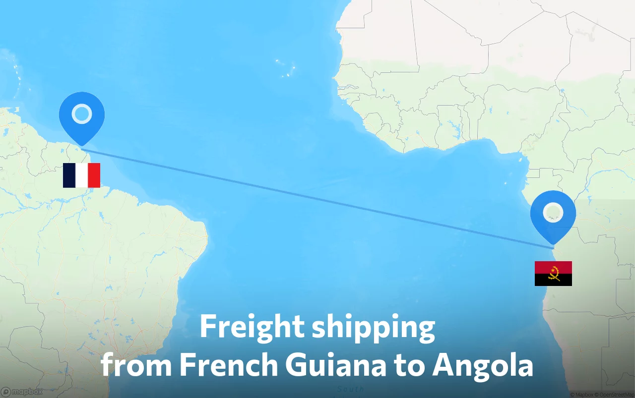 Shipping route from French Guiana to Angola