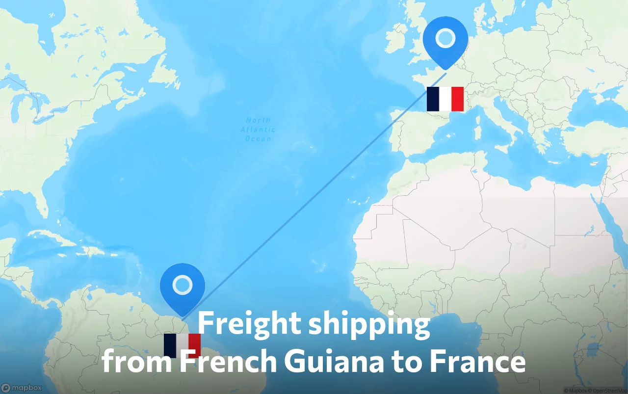 Shipping route from French Guiana to France
