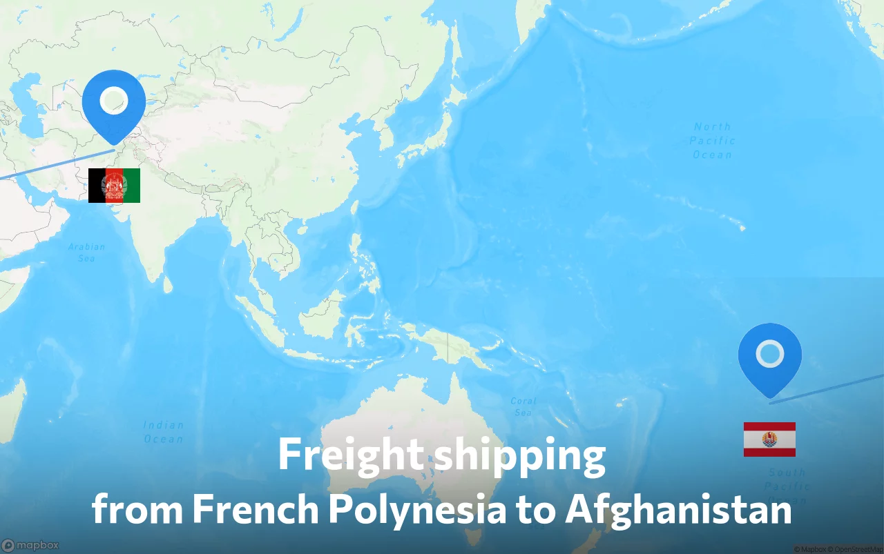 Shipping route from French Polynesia to Afghanistan
