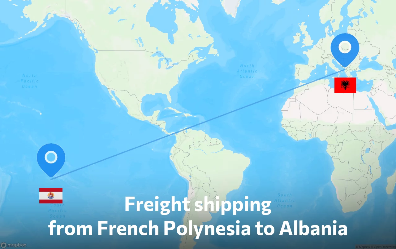 Shipping route from French Polynesia to Albania