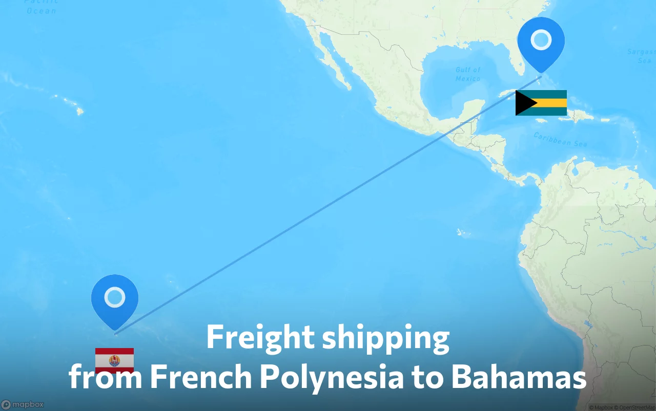 Shipping route from French Polynesia to Bahamas