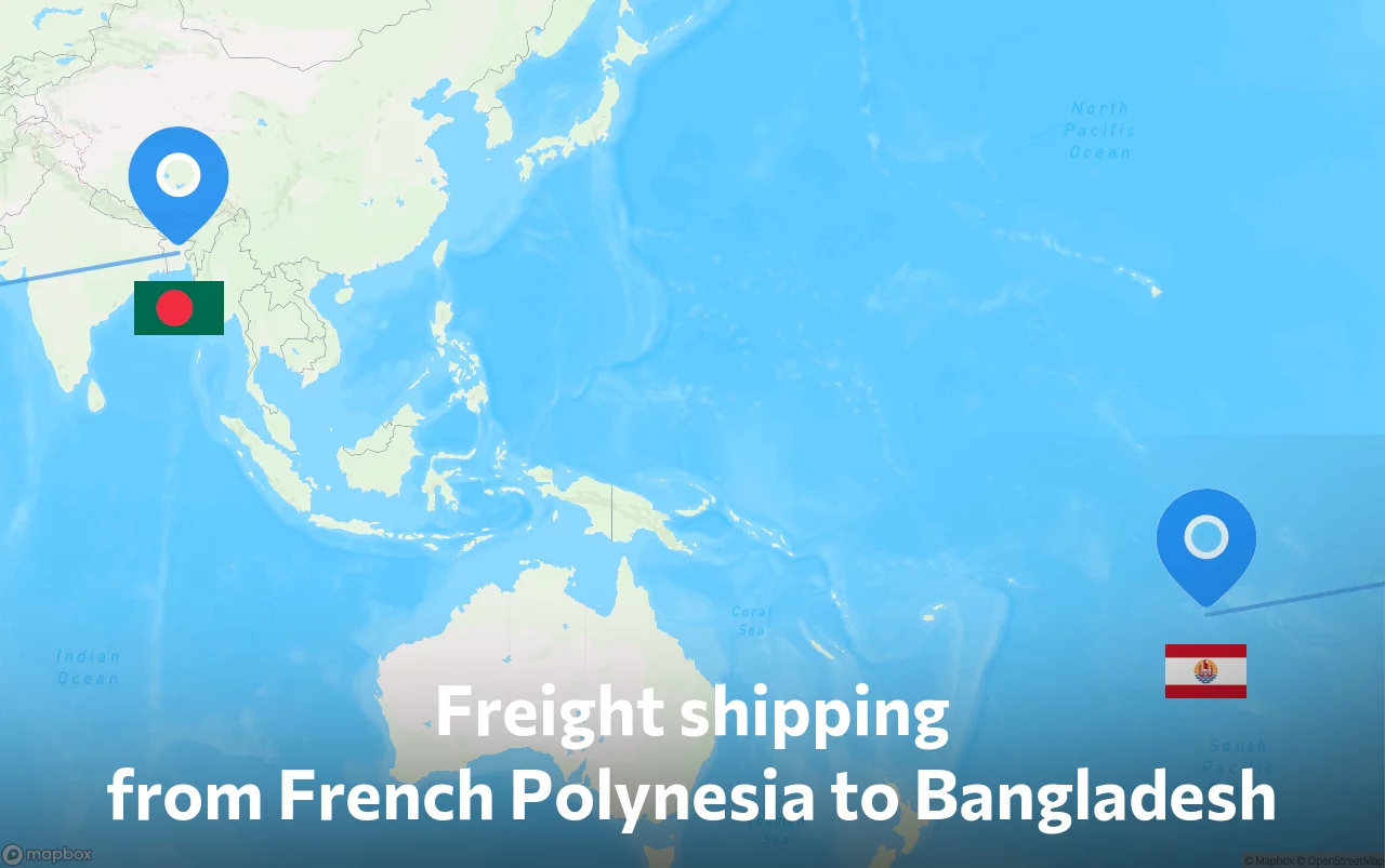 Shipping route from French Polynesia to Bangladesh