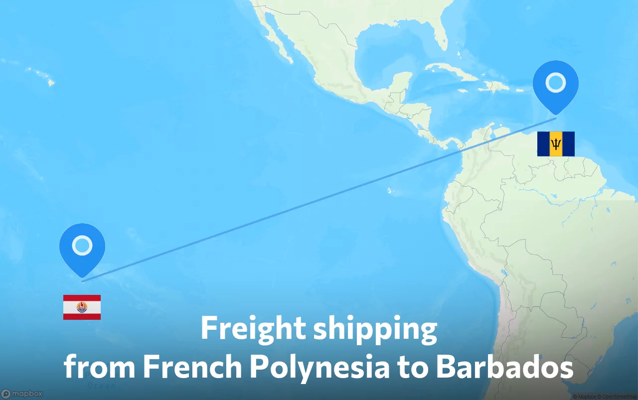 Shipping route from French Polynesia to Barbados