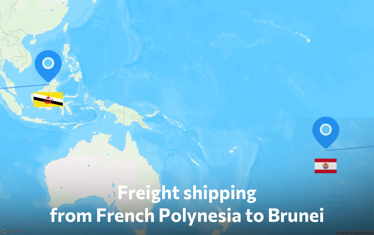 Shipping route from French Polynesia to Brunei