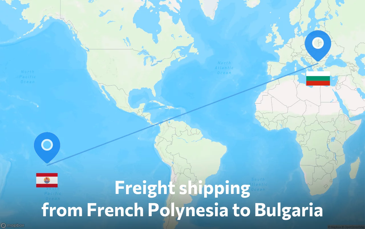 Shipping route from French Polynesia to Bulgaria