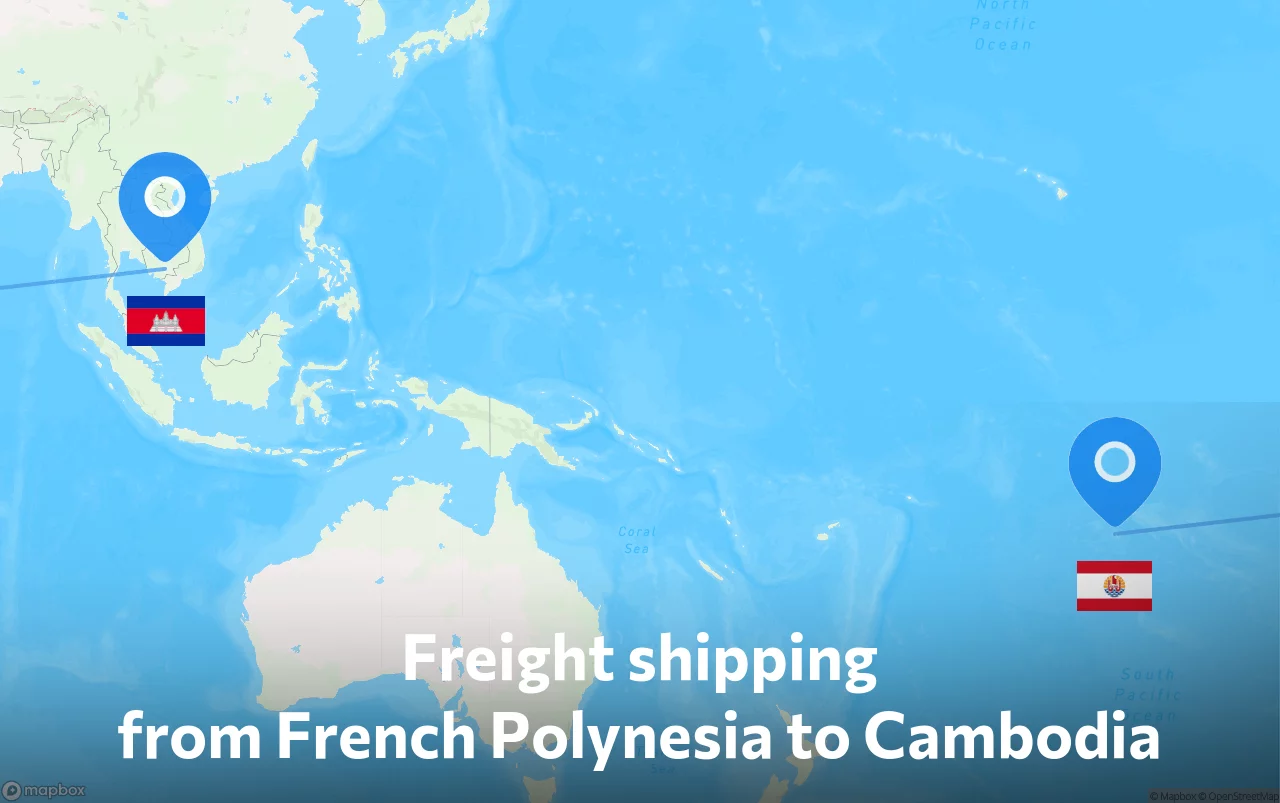 Shipping route from French Polynesia to Cambodia