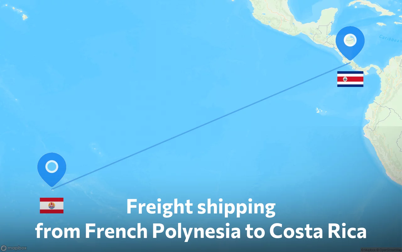 Shipping route from French Polynesia to Costa Rica