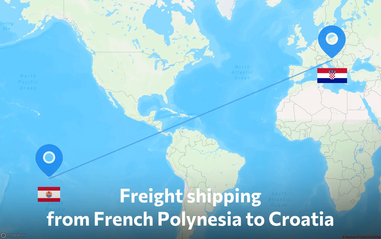Shipping route from French Polynesia to Croatia