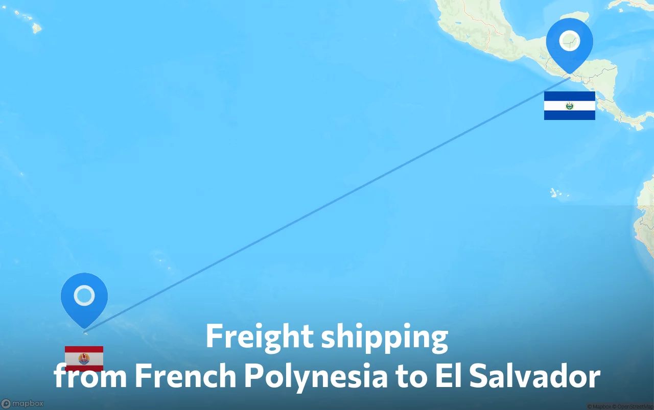 Shipping route from French Polynesia to El Salvador