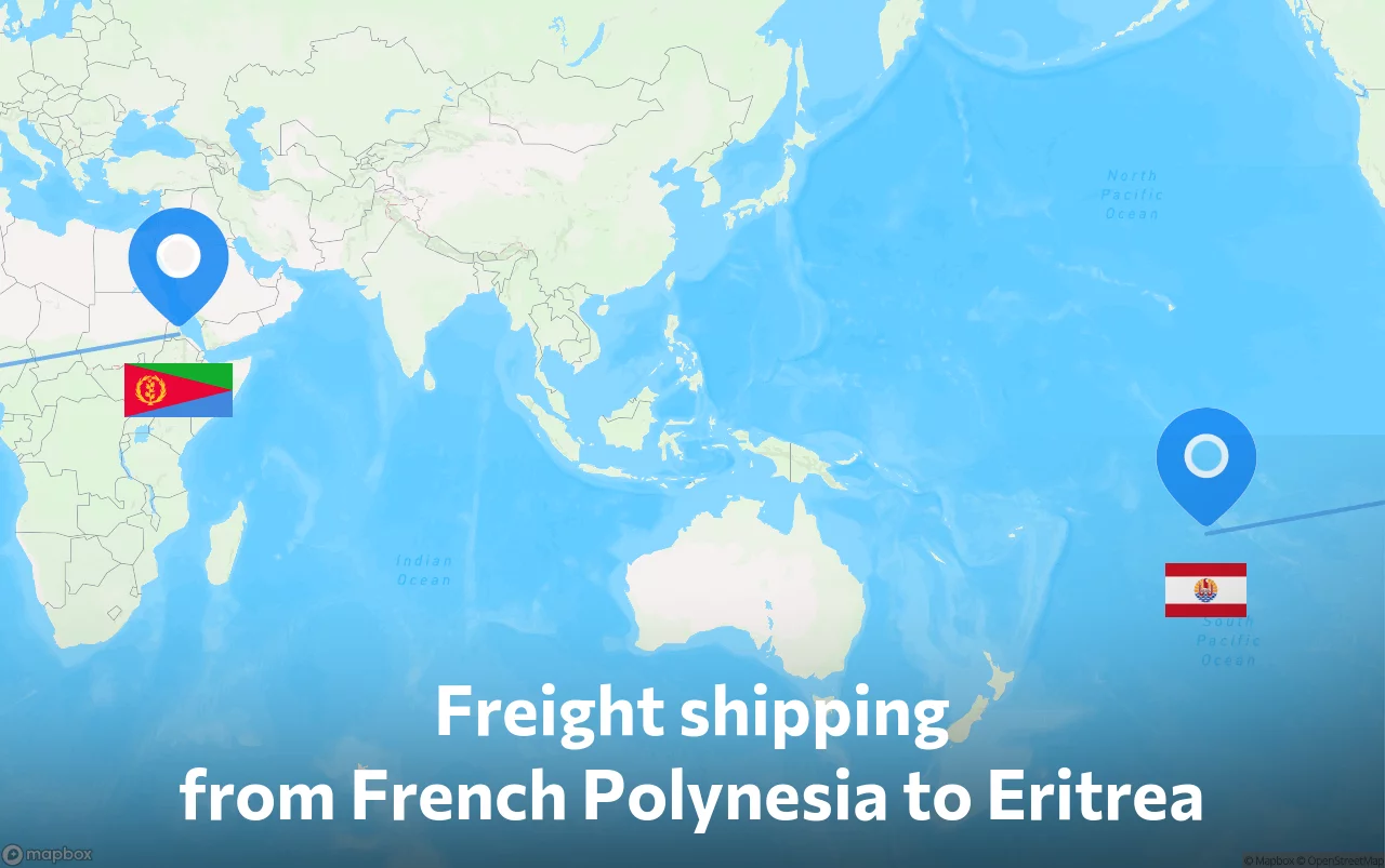 Shipping route from French Polynesia to Eritrea