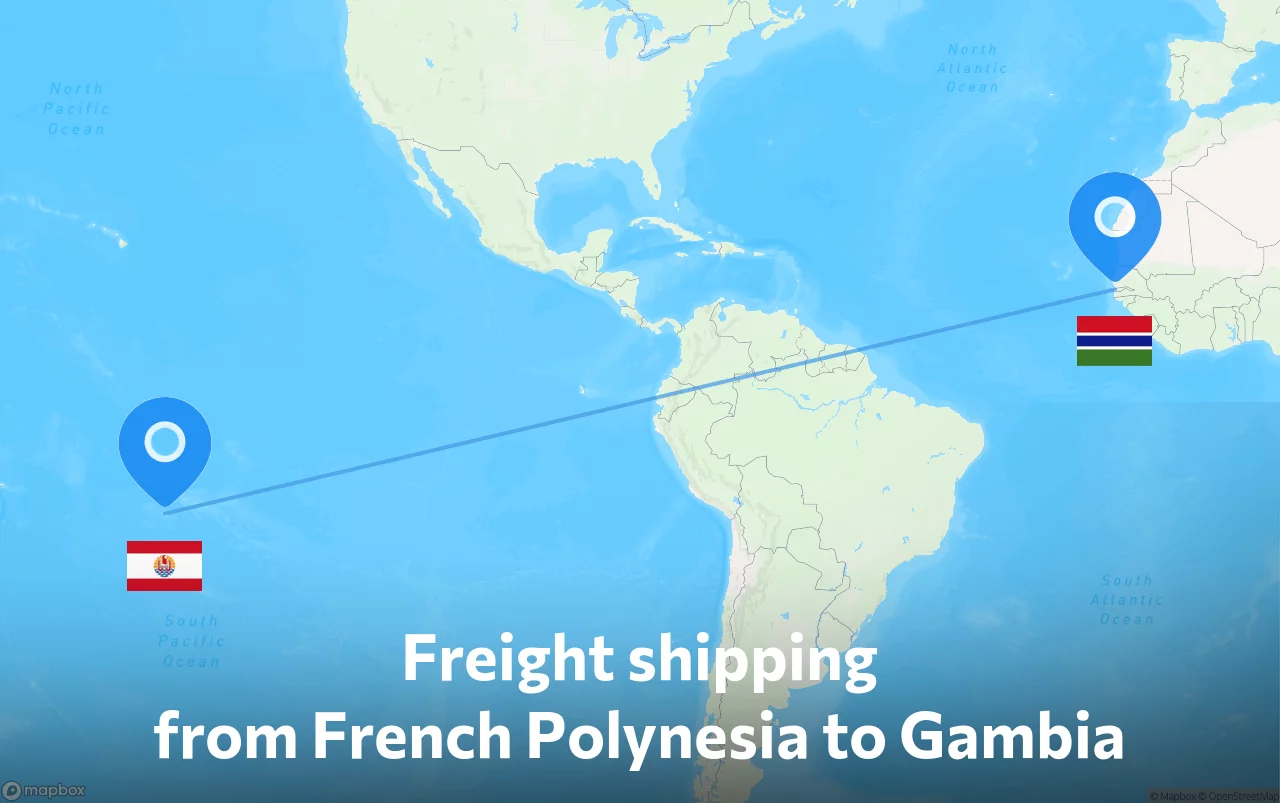 Shipping route from French Polynesia to Gambia