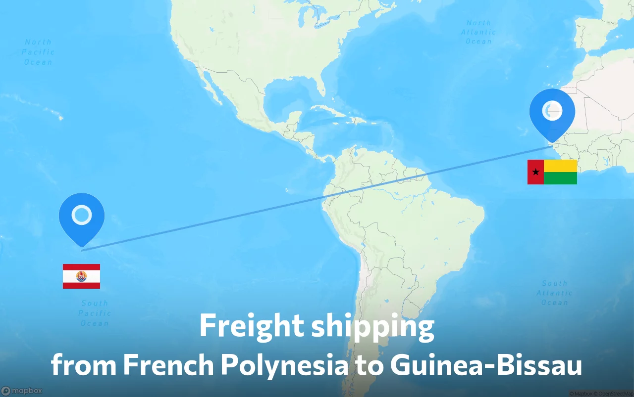 Shipping route from French Polynesia to Guinea-Bissau