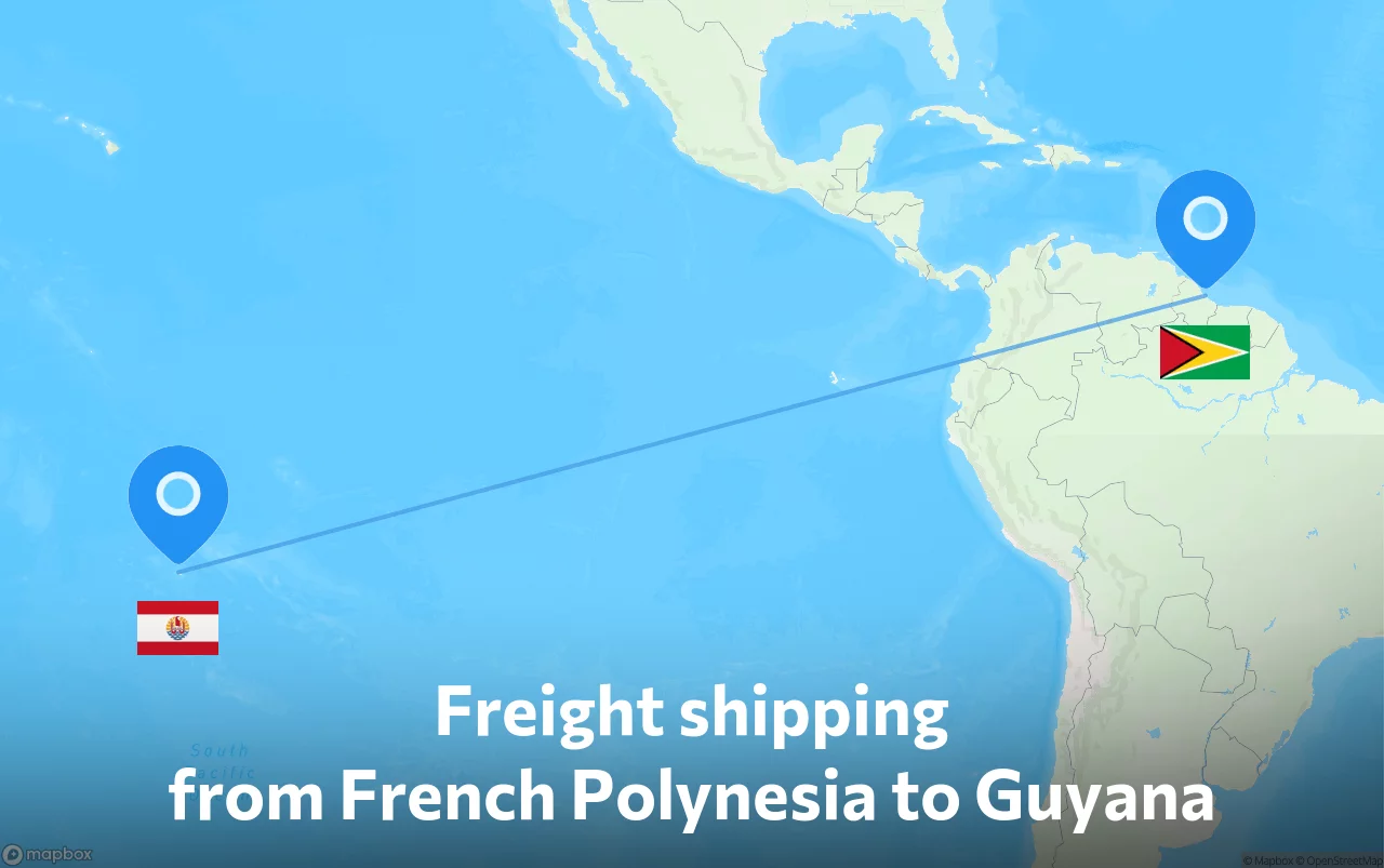 Shipping route from French Polynesia to Guyana
