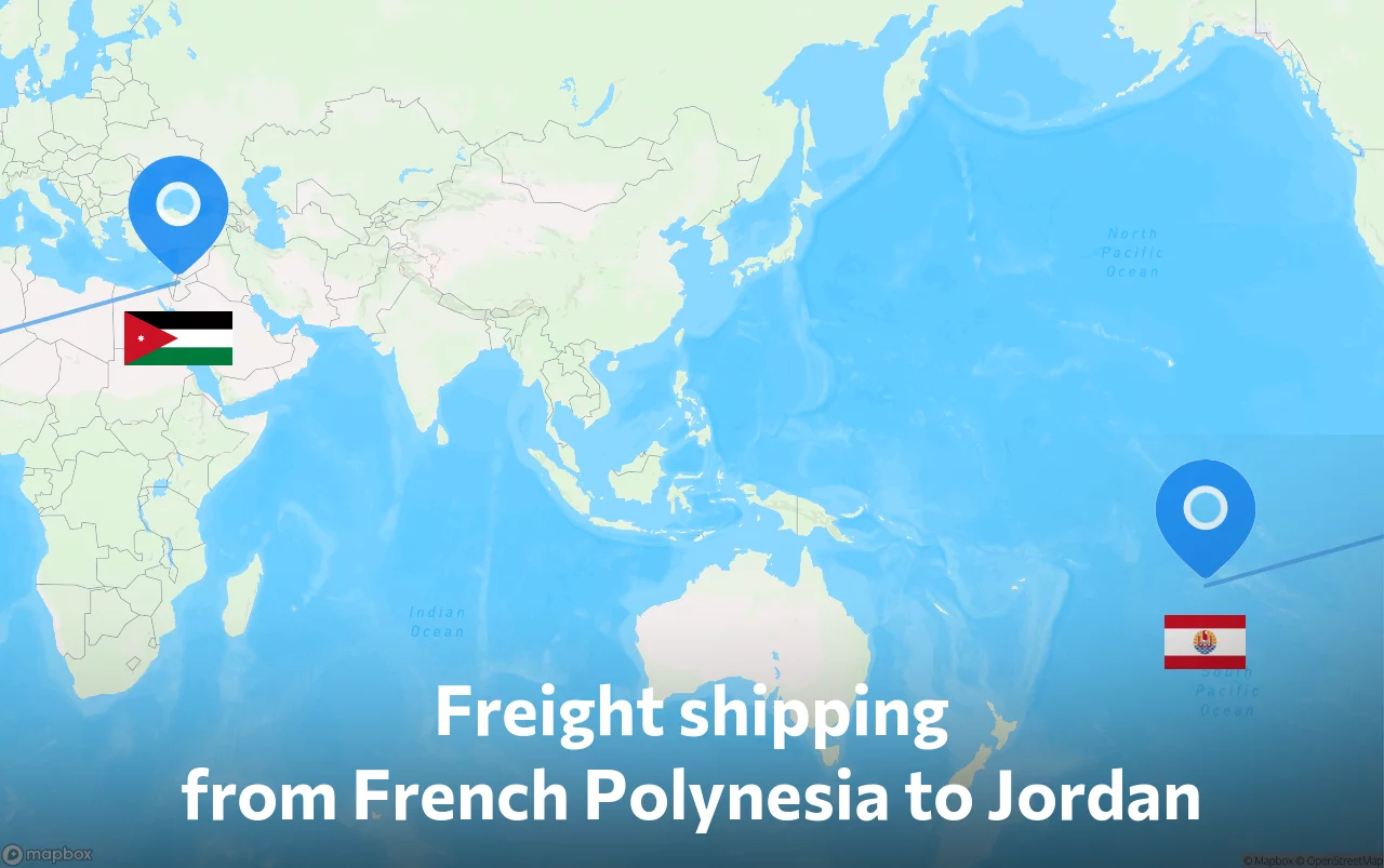 Shipping route from French Polynesia to Jordan