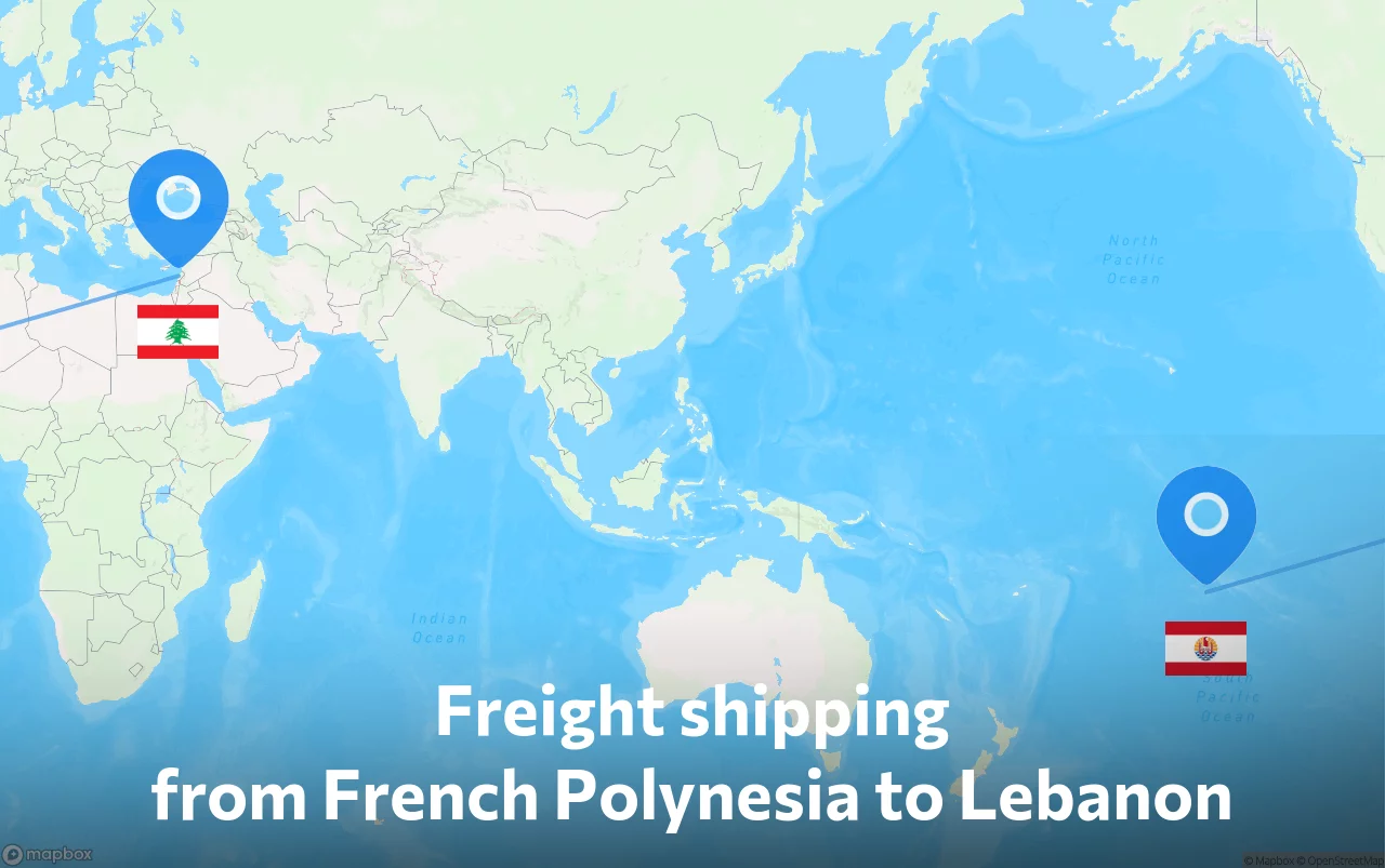 Shipping route from French Polynesia to Lebanon